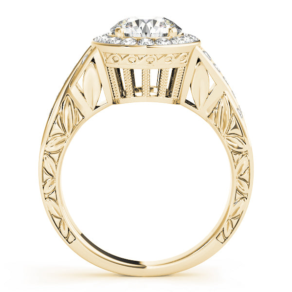 Couture Halo Round Diamond Engagement Ring — 9K/18K Gold & Platinum