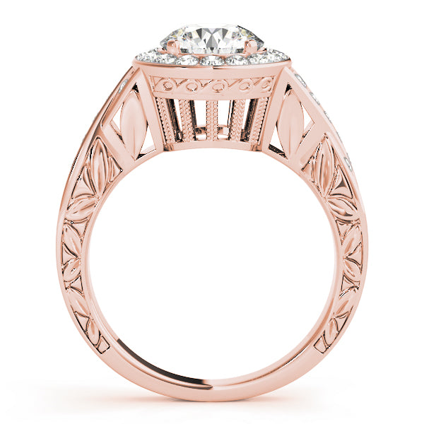Couture Halo Round Diamond Engagement Ring — 9K/18K Gold & Platinum