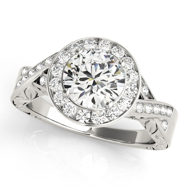 Couture Halo Round Diamond Engagement Ring — 9K/18K Gold & Platinum