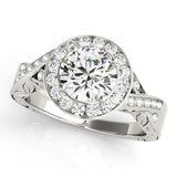Couture Halo Round Diamond Engagement Ring — 9K/18K Gold & Platinum