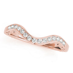 Single Row Channel Set Curved Half Eternity Ring in Gold & Platinum