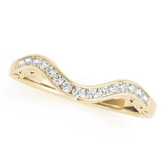 Single Row Channel Set Curved Half Eternity Ring in Gold & Platinum