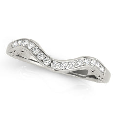 Single Row Channel Set Curved Half Eternity Ring in Gold & Platinum