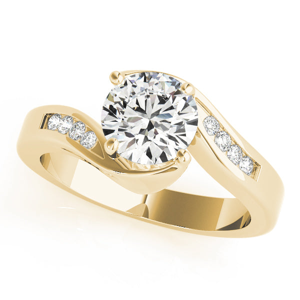 Romantic Bypass Round Diamond Engagement Ring — 9K/18K Gold & Platinum