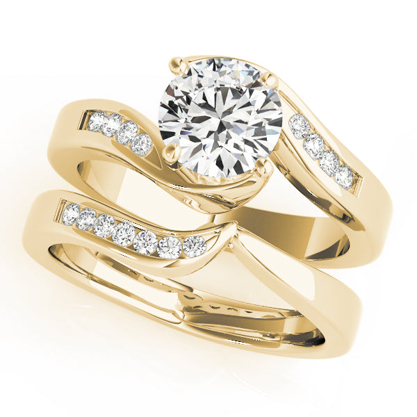 Romantic Bypass Round Diamond Engagement Ring — 9K/18K Gold & Platinum