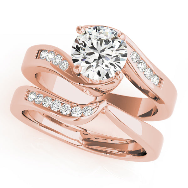 Romantic Bypass Round Diamond Engagement Ring — 9K/18K Gold & Platinum