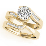 Romantic Bypass Round Diamond Engagement Ring — 9K/18K Gold & Platinum