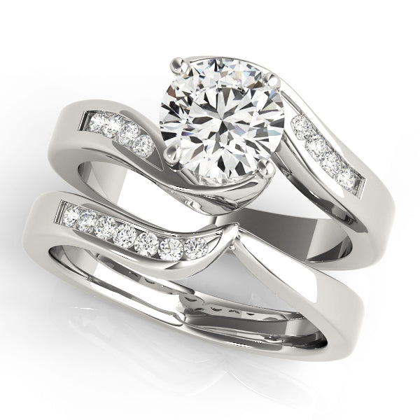 Romantic Bypass Round Diamond Engagement Ring — 9K/18K Gold & Platinum