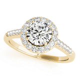 Statement Halo Round Diamond Engagement Ring — 9K/18K Gold & Platinum