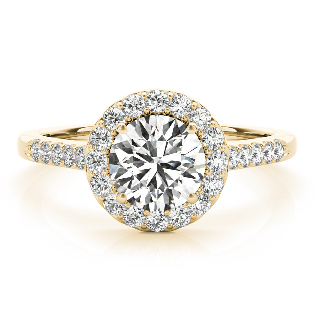 Statement Halo Round Diamond Engagement Ring — 9K/18K Gold & Platinum