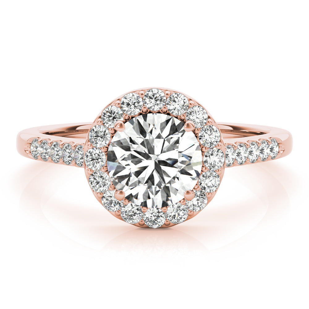Statement Halo Round Diamond Engagement Ring — 9K/18K Gold & Platinum