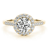 Statement Halo Round Diamond Engagement Ring — 9K/18K Gold & Platinum