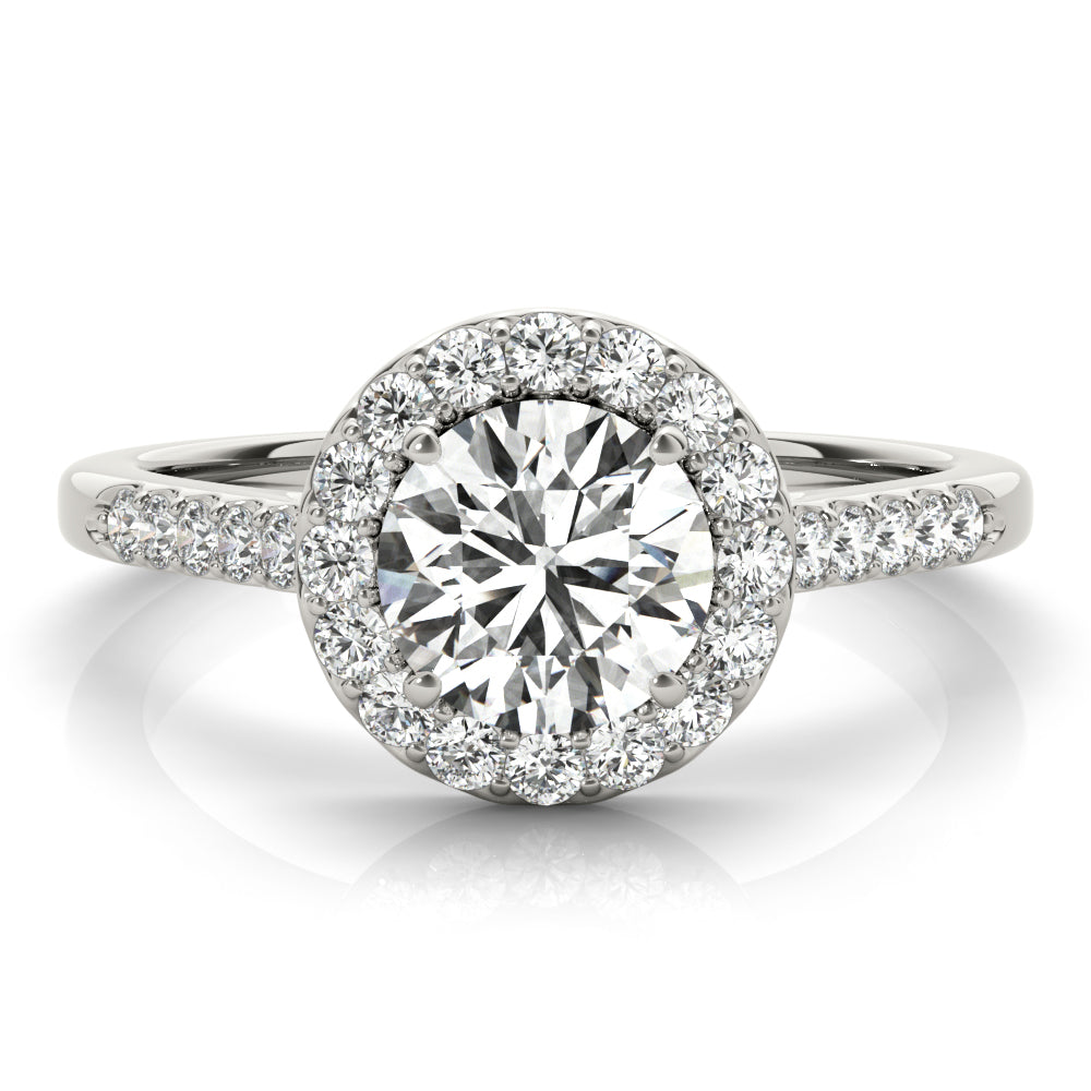 Statement Halo Round Diamond Engagement Ring — 9K/18K Gold & Platinum