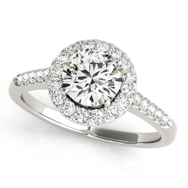 Statement Halo Round Diamond Engagement Ring — 9K/18K Gold & Platinum