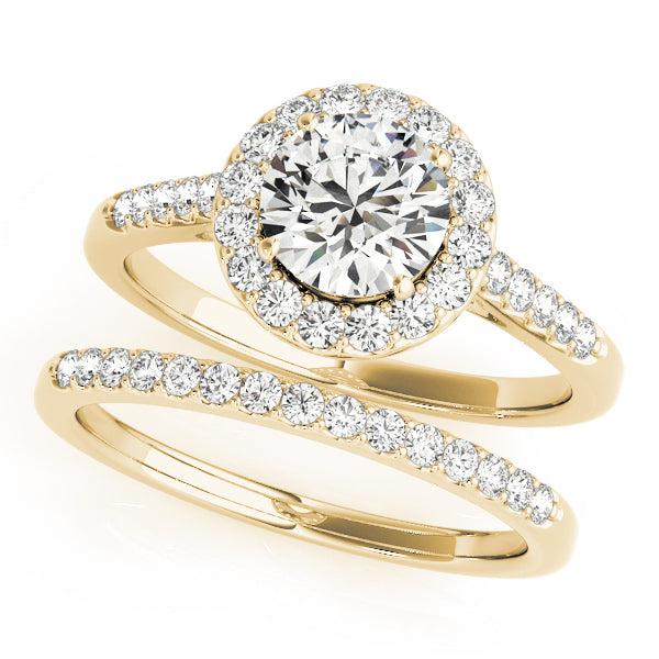 Statement Halo Round Diamond Engagement Ring — 9K/18K Gold & Platinum