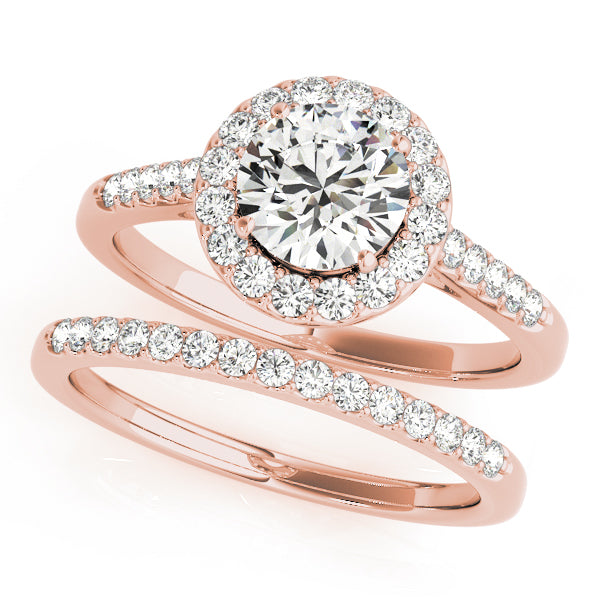 Statement Halo Round Diamond Engagement Ring — 9K/18K Gold & Platinum