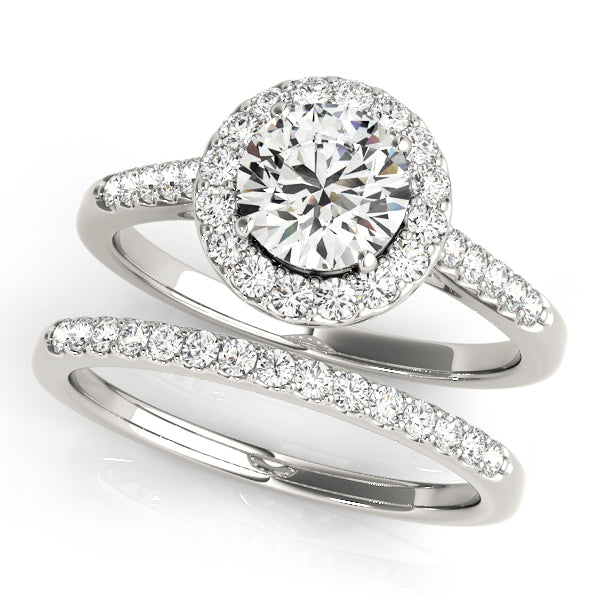 Statement Halo Round Diamond Engagement Ring — 9K/18K Gold & Platinum