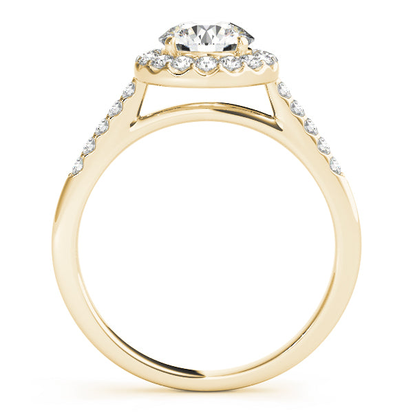 Statement Halo Round Diamond Engagement Ring — 9K/18K Gold & Platinum