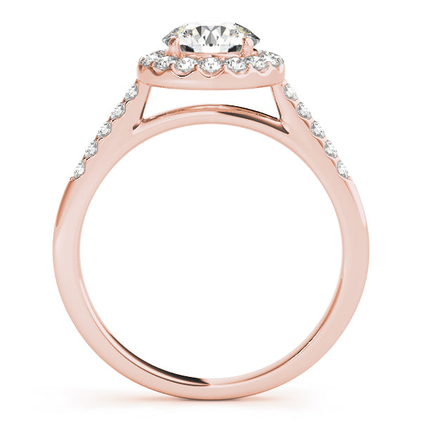 Statement Halo Round Diamond Engagement Ring — 9K/18K Gold & Platinum