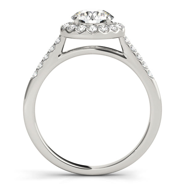 Statement Halo Round Diamond Engagement Ring — 9K/18K Gold & Platinum