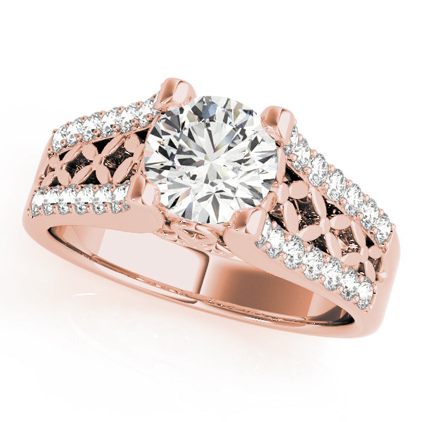 Lustrous Multi-Row Round Diamond Engagement Ring — 9K/18K Gold & Platinum