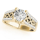 Lustrous Multi-Row Round Diamond Engagement Ring — 9K/18K Gold & Platinum