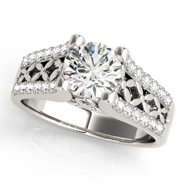 Lustrous Multi-Row Round Diamond Engagement Ring — 9K/18K Gold & Platinum