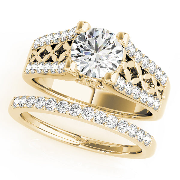 Lustrous Multi-Row Round Diamond Engagement Ring — 9K/18K Gold & Platinum