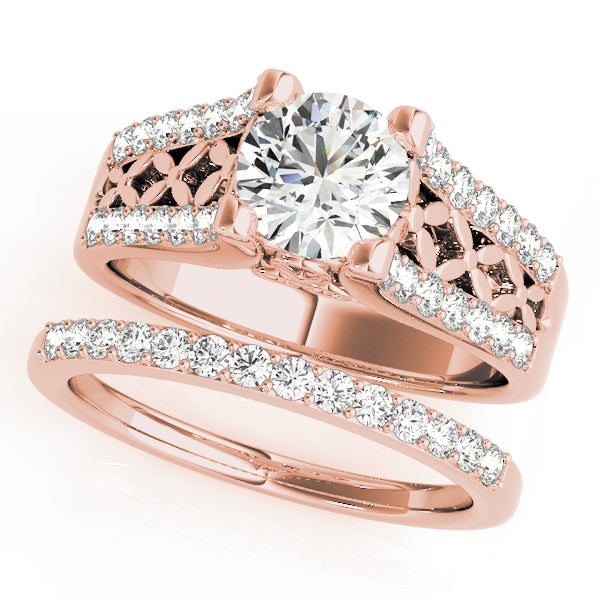 Lustrous Multi-Row Round Diamond Engagement Ring — 9K/18K Gold & Platinum