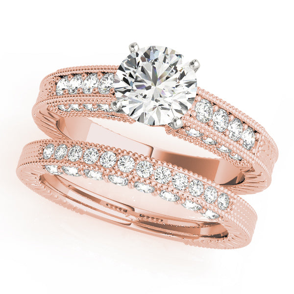 Opulent Antique Round Diamond Engagement Ring — 9K/18K Gold & Platinum