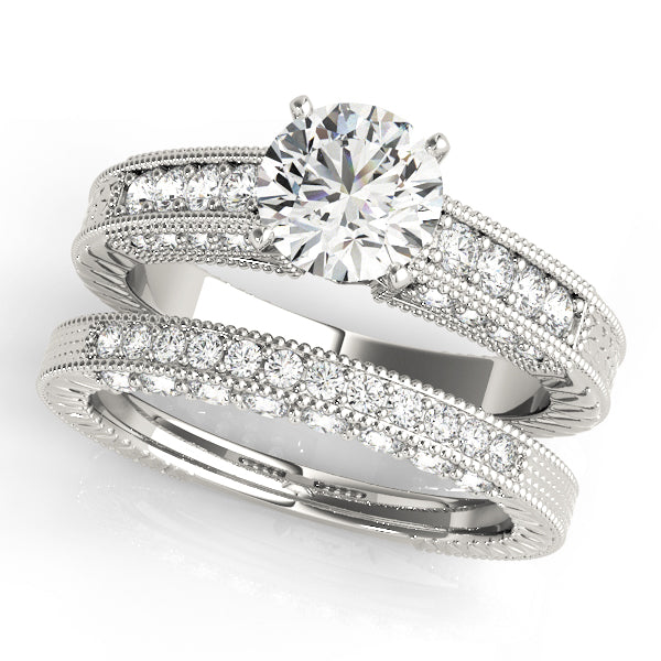 Opulent Antique Round Diamond Engagement Ring — 9K/18K Gold & Platinum