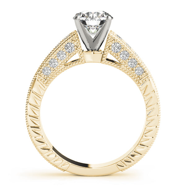 Opulent Antique Round Diamond Engagement Ring — 9K/18K Gold & Platinum