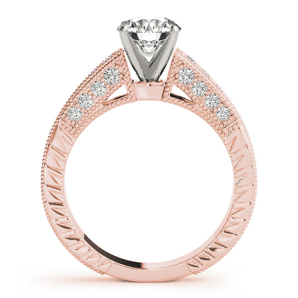 Opulent Antique Round Diamond Engagement Ring — 9K/18K Gold & Platinum