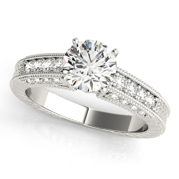 Opulent Antique Round Diamond Engagement Ring — 9K/18K Gold & Platinum