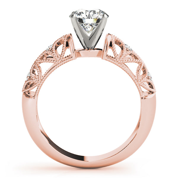 Crowned Antique Round Diamond Engagement Ring — 9K/18K Gold & Platinum