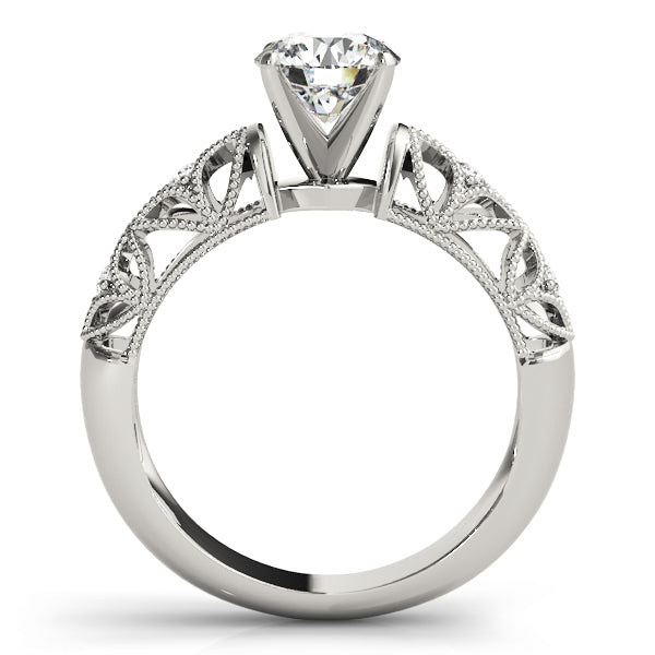 Crowned Antique Round Diamond Engagement Ring — 9K/18K Gold & Platinum