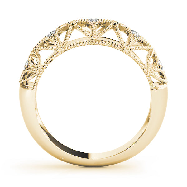 Vintage-Inspired Milgrain Half Eternity Ring in Gold & Platinum