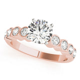 Graceful Bezel-Set Round Diamond Engagement Ring — 9K/18K Gold & Platinum