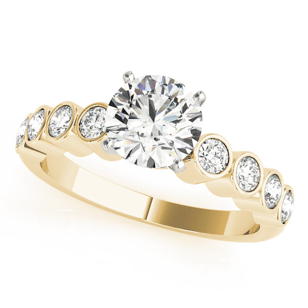 Graceful Bezel-Set Round Diamond Engagement Ring — 9K/18K Gold & Platinum