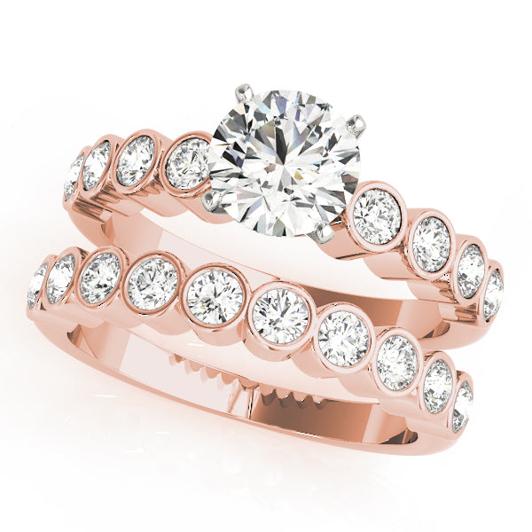 Graceful Bezel-Set Round Diamond Engagement Ring — 9K/18K Gold & Platinum