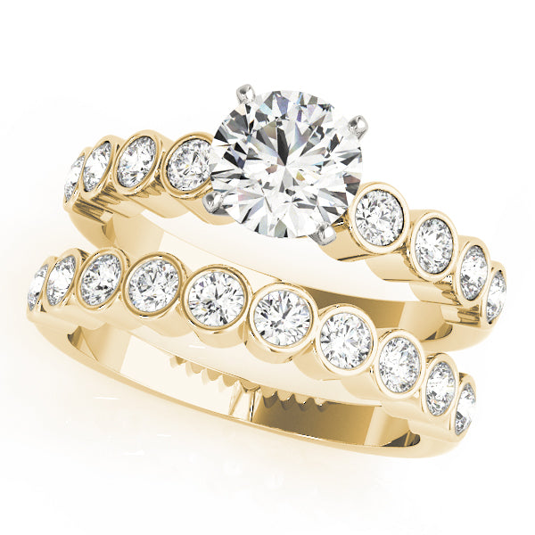 Graceful Bezel-Set Round Diamond Engagement Ring — 9K/18K Gold & Platinum