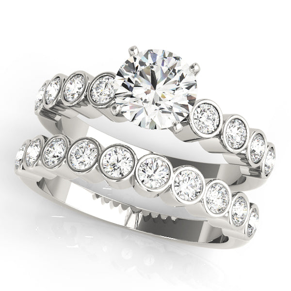 Graceful Bezel-Set Round Diamond Engagement Ring — 9K/18K Gold & Platinum