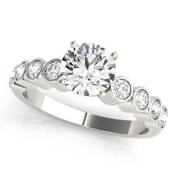 Graceful Bezel-Set Round Diamond Engagement Ring — 9K/18K Gold & Platinum