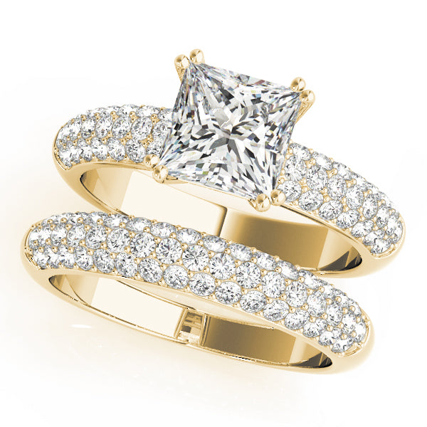 Enchanted Pave Cushion Diamond Engagement Ring — 9K/18K Gold & Platinum