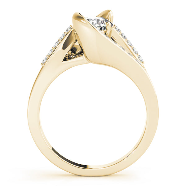 Pristine Bypass Round Diamond Engagement Ring — 9K/18K Gold & Platinum
