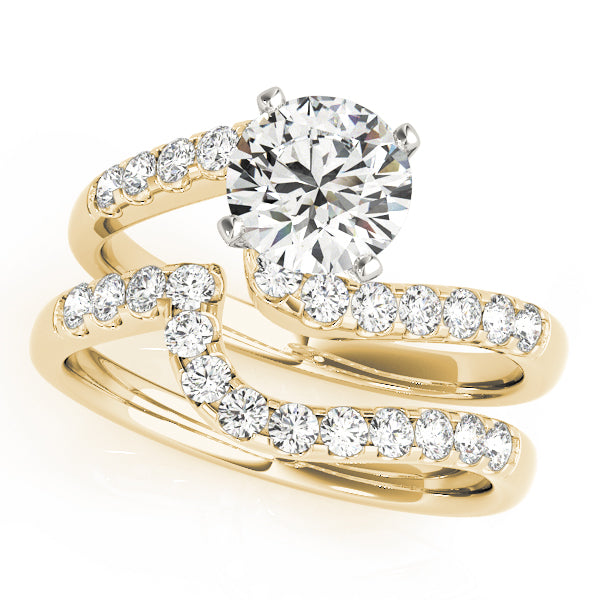 Devoted Bypass Round Diamond Engagement Ring — 9K/18K Gold & Platinum