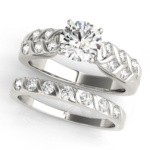 Classic Multi-Row Round Diamond Engagement Ring — 9K/18K Gold & Platinum