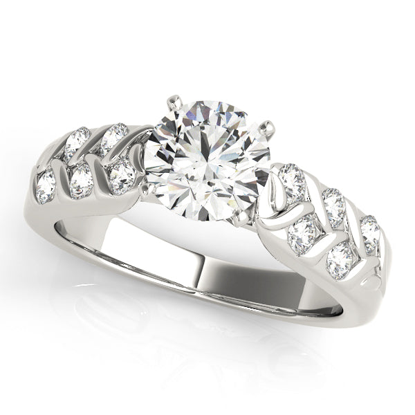 Classic Multi-Row Round Diamond Engagement Ring — 9K/18K Gold & Platinum