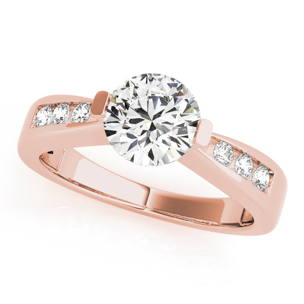 Vintage-Inspired Channel-Set Round Diamond Engagement Ring — 9K/18K Gold & Platinum