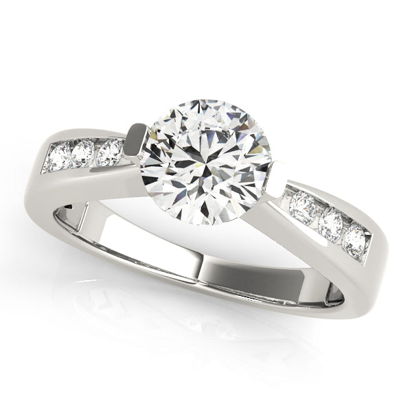 Vintage-Inspired Channel-Set Round Diamond Engagement Ring — 9K/18K Gold & Platinum